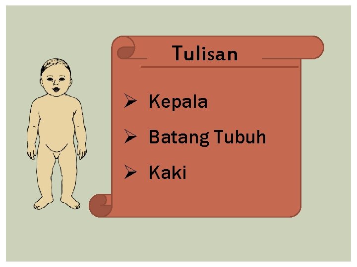 Tulisan Ø Kepala Ø Batang Tubuh Ø Kaki 