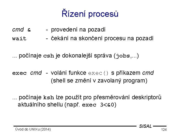 Řízení procesů cmd & wait - provedení na pozadí - čekání na skončení procesu