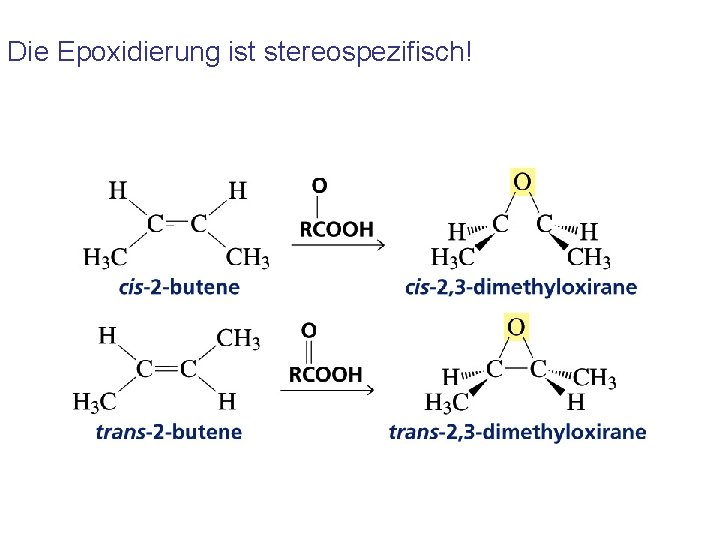 Die Epoxidierung ist stereospezifisch! 