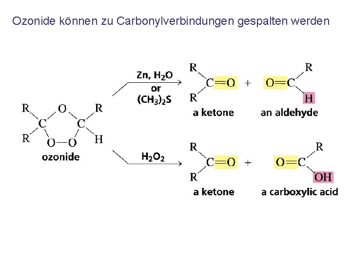 Ozonide können zu Carbonylverbindungen gespalten werden 