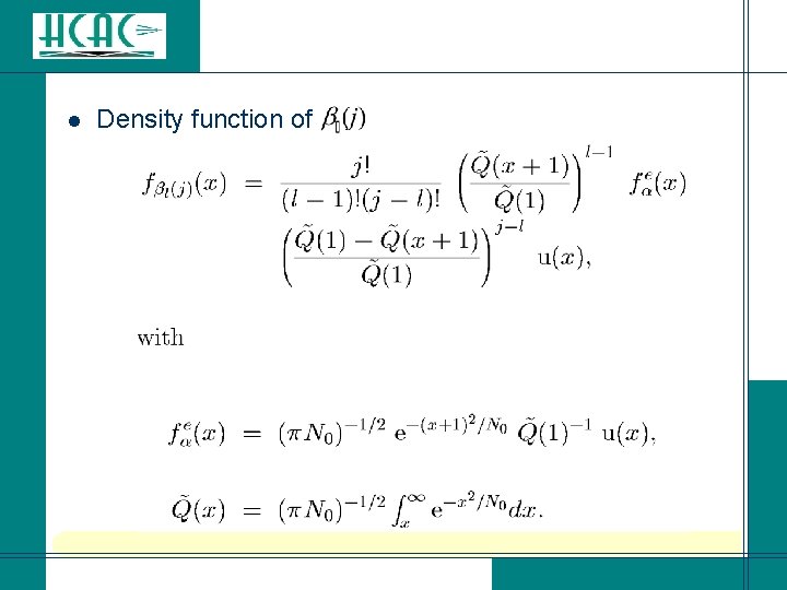l Density function of l Density function of