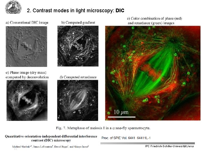 2. Contrast modes in light microscopy: DIC 17 IPC Friedrich-Schiller-Universität Jena 