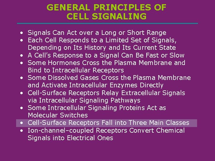 GENERAL PRINCIPLES OF CELL SIGNALING • Signals Can Act over a Long or Short