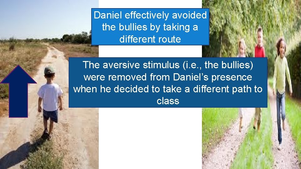 Daniel effectively avoided the bullies by taking a different route The aversive stimulus (i.