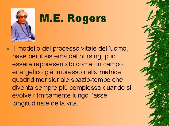M. E. Rogers Il modello del processo vitale dell’uomo, base per il sistema del