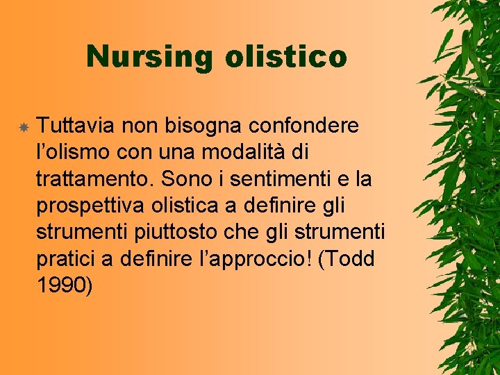 Nursing olistico Tuttavia non bisogna confondere l’olismo con una modalità di trattamento. Sono i