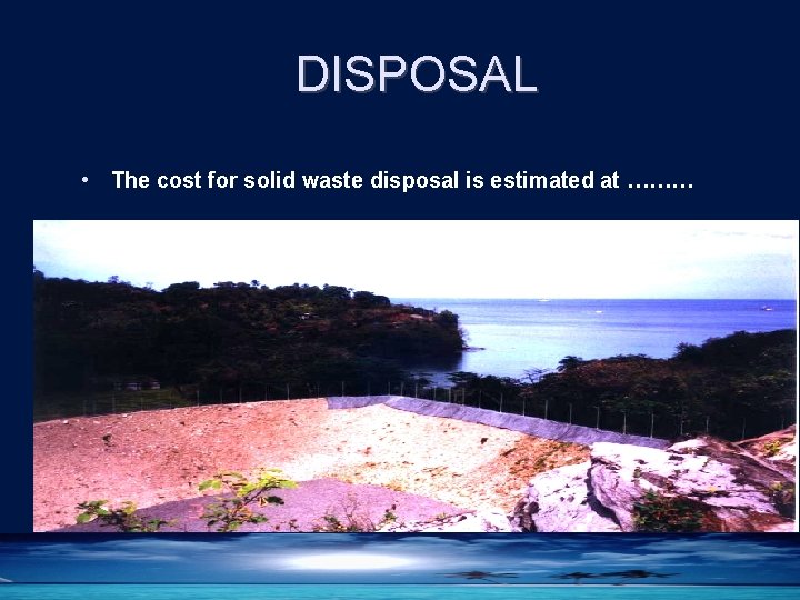 DISPOSAL • The cost for solid waste disposal is estimated at ……… 