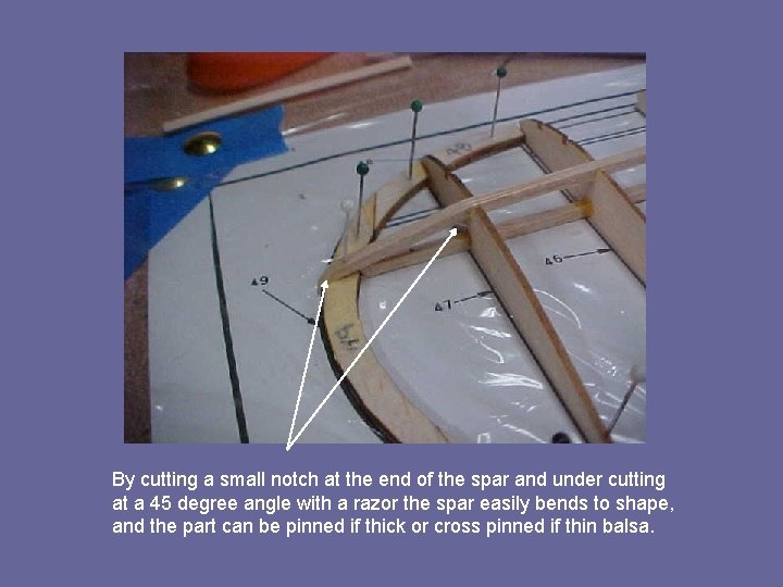 By cutting a small notch at the end of the spar and under cutting
