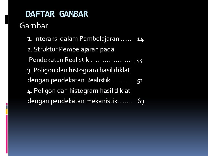 DAFTAR GAMBAR Gambar 1. Interaksi dalam Pembelajaran …… 14 2. Struktur Pembelajaran pada Pendekatan