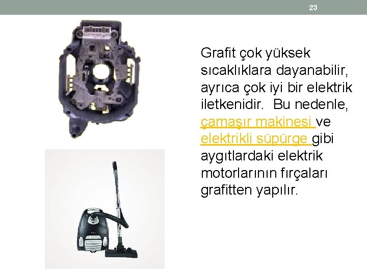 23 Grafit çok yüksek sıcaklıklara dayanabilir, ayrıca çok iyi bir elektrik iletkenidir. Bu nedenle, 23 Grafit çok yüksek sıcaklıklara dayanabilir, ayrıca çok iyi bir elektrik iletkenidir. Bu nedenle,