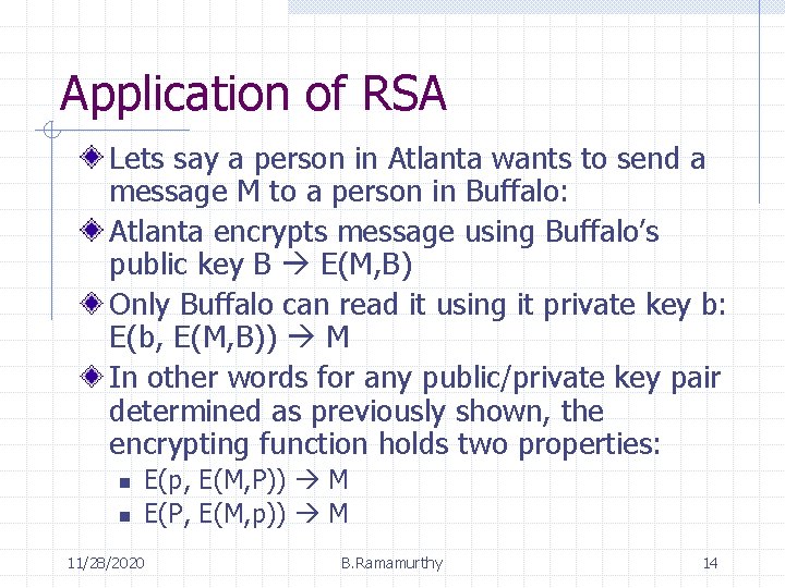 Application of RSA Lets say a person in Atlanta wants to send a message