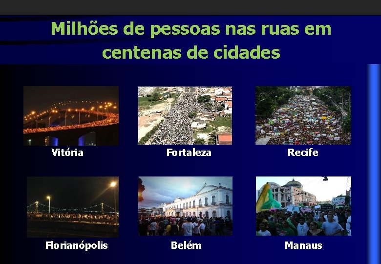 Milhões de pessoas nas ruas em centenas de cidades Vitória Florianópolis Fortaleza Recife Belém