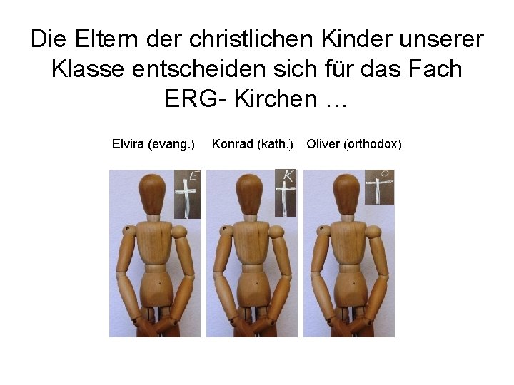 Die Eltern der christlichen Kinder unserer Klasse entscheiden sich für das Fach ERG- Kirchen