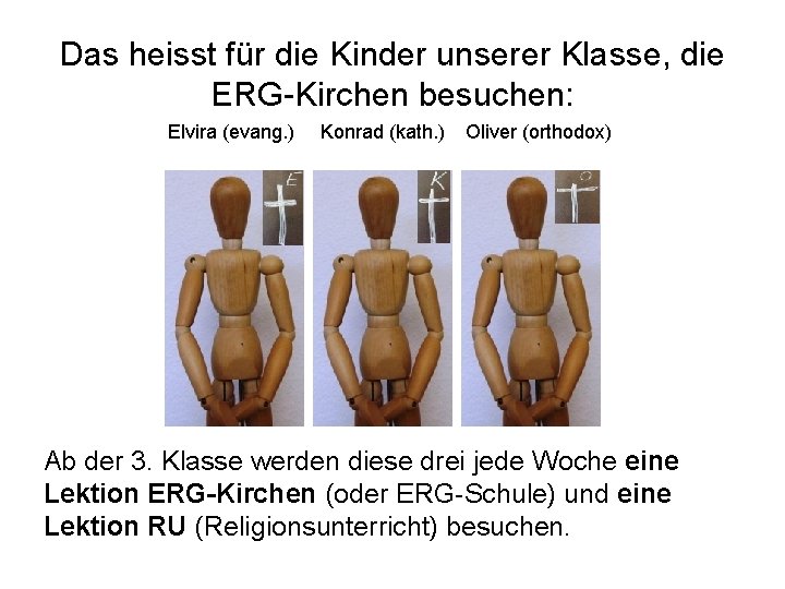 Das heisst für die Kinder unserer Klasse, die ERG-Kirchen besuchen: Elvira (evang. ) Konrad