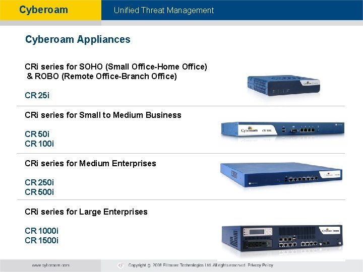 Cyberoam - Unified Threat Management Cyberoam Appliances CRi series for SOHO (Small Office-Home Office)
