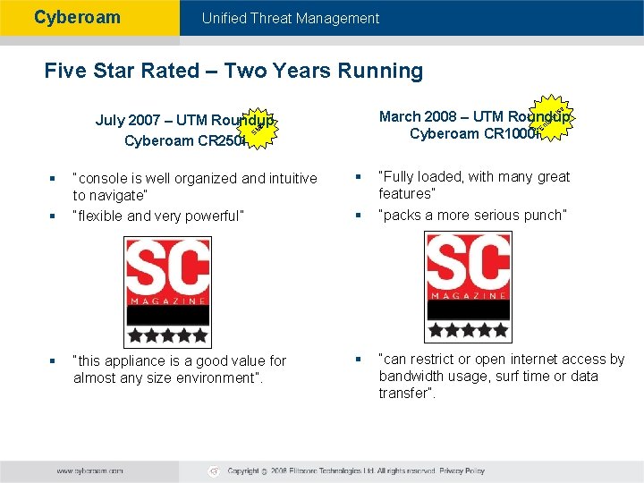 Cyberoam - Unified Threat Management Five Star Rated – Two Years Running se ri