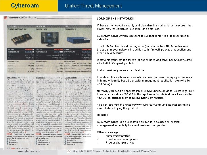 Cyberoam - Unified Threat Management LORD OF THE NETWORKS If there is no network