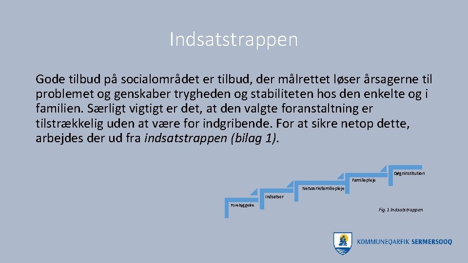 Indsatstrappen Gode tilbud på socialområdet er tilbud, der målrettet løser årsagerne til problemet og