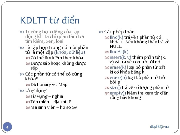 KDLTT từ điển Trường hợp riêng của tập động khi ta chỉ quan tâm