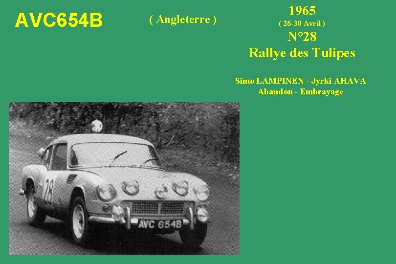 AVC 654 B ( Angleterre ) 1965 ( 26 -30 Avril ) N° 28