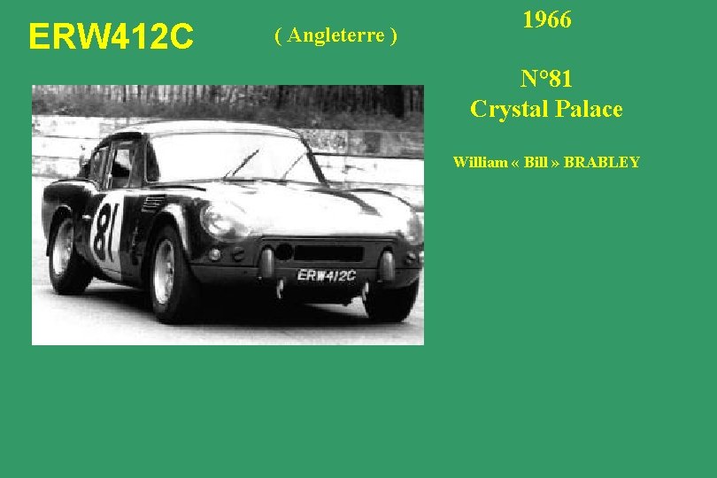 ERW 412 C ( Angleterre ) 1966 N° 81 Crystal Palace William « Bill