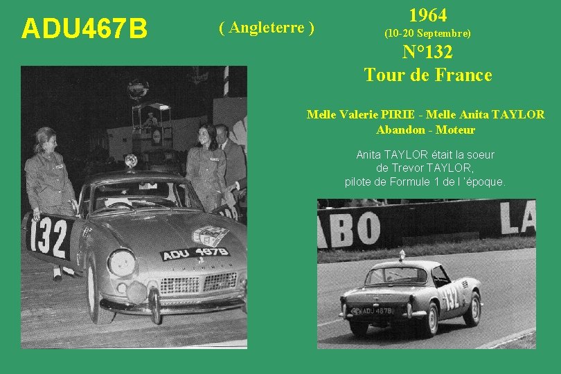 ADU 467 B ( Angleterre ) 1964 (10 -20 Septembre) N° 132 Tour de