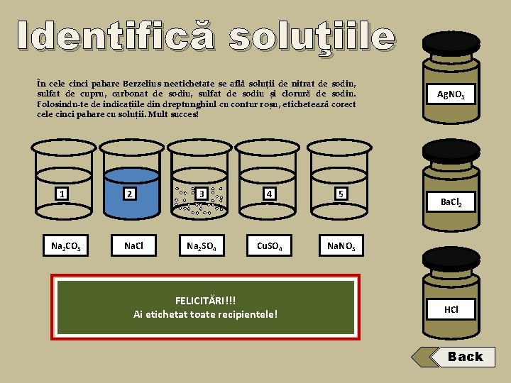 Identifică soluţiile În cele cinci pahare Berzelius neetichetate se află soluții de nitrat de Identifică soluţiile În cele cinci pahare Berzelius neetichetate se află soluții de nitrat de