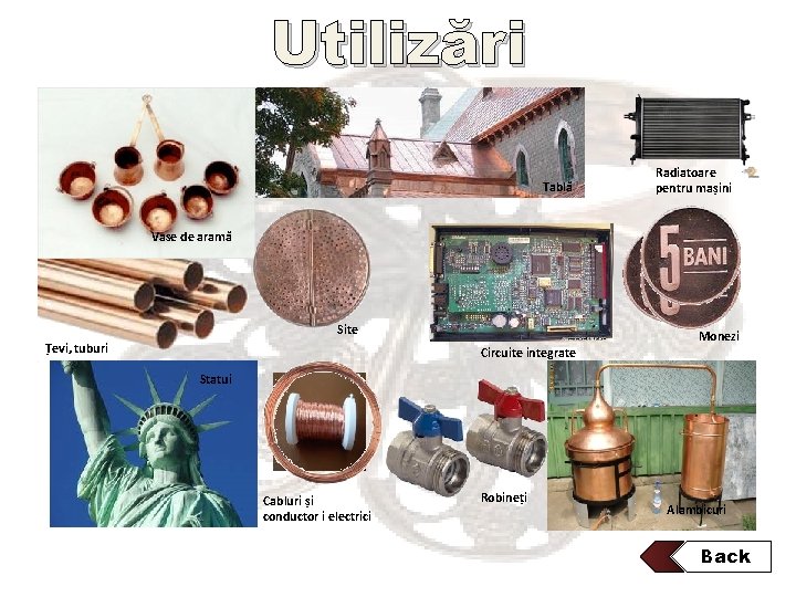 Utilizări Statui Tablă Radiatoare pentru mașini Vase de aramă Site Țevi, tuburi Monezi Circuite Utilizări Statui Tablă Radiatoare pentru mașini Vase de aramă Site Țevi, tuburi Monezi Circuite