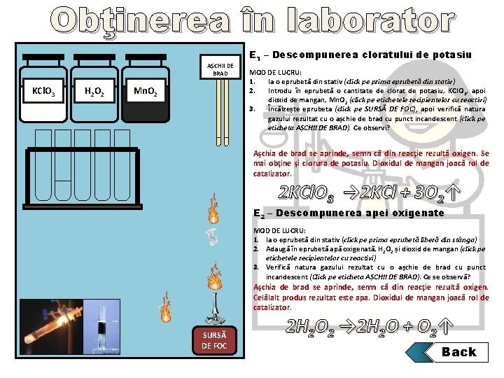 Obţinerea în laborator AȘCHII DE BRAD KCl. O 3 H 2 O 2 Mn. Obţinerea în laborator AȘCHII DE BRAD KCl. O 3 H 2 O 2 Mn.