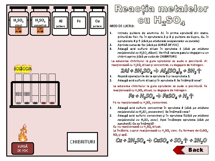 H 2 SO 4 Al diluat concentrat pulbere Fe Reacția metalelor cu H 2 H 2 SO 4 Al diluat concentrat pulbere Fe Reacția metalelor cu H 2