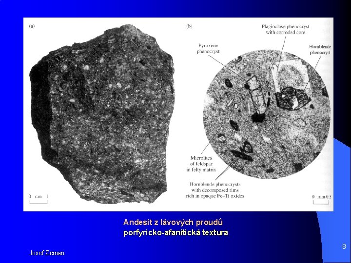 Andesit z lávových proudů porfyricko-afanitická textura Josef Zeman 8 