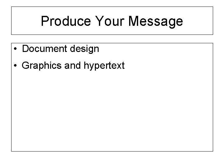 Produce Your Message • Document design • Graphics and hypertext 