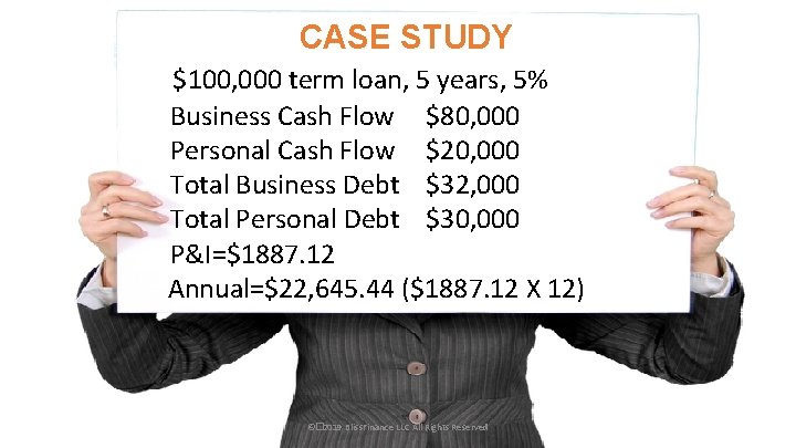 CASE STUDY $100, 000 term loan, 5 years, 5% Business Cash Flow $80, 000