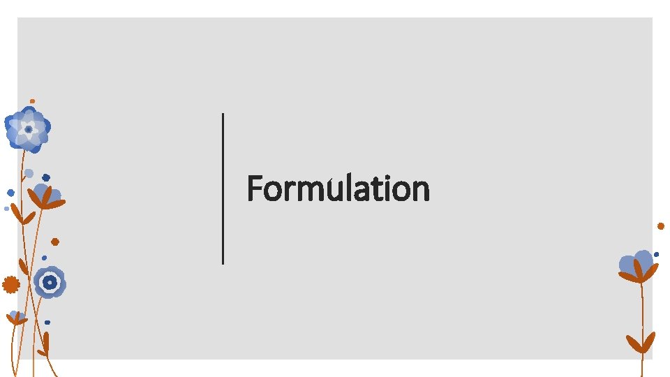 Formulation  Formulation