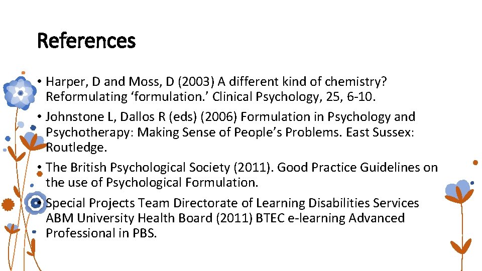 References • Harper, D and Moss, D (2003) A different kind of chemistry? Reformulating References • Harper, D and Moss, D (2003) A different kind of chemistry? Reformulating