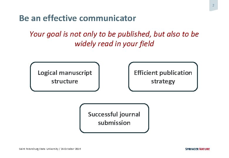 2 Be an effective communicator Your goal is not only to be published, but