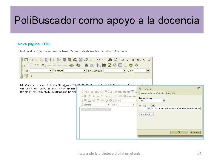 Poli. Buscador como apoyo a la docencia Integrando la biblioteca digital en el aula