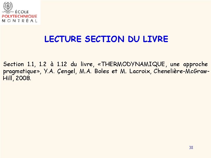 LECTURE SECTION DU LIVRE Section 1. 1, 1. 2 à 1. 12 du livre,