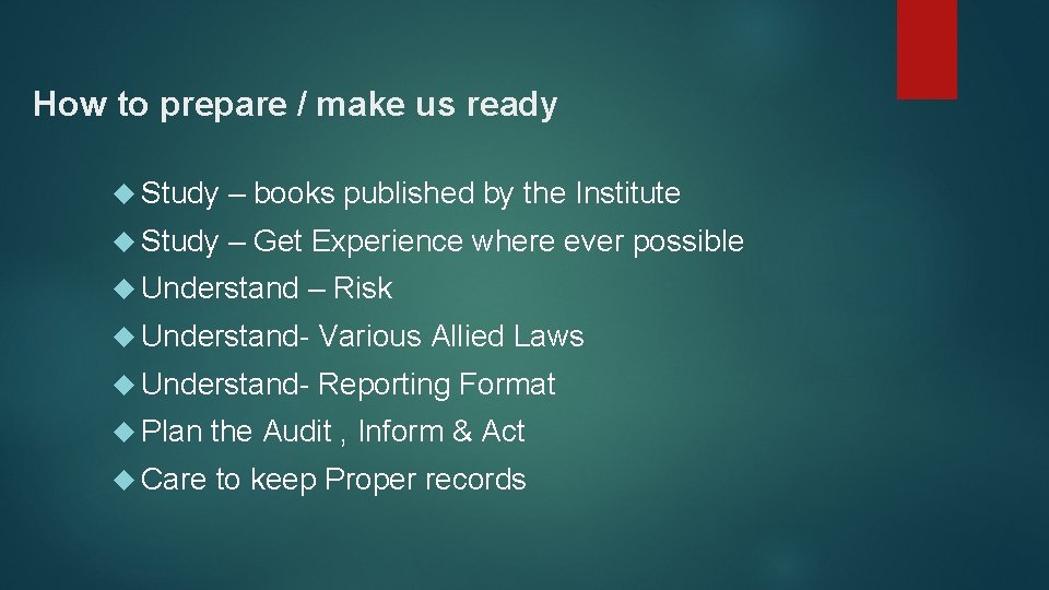 How to prepare / make us ready Study – books published by the Institute