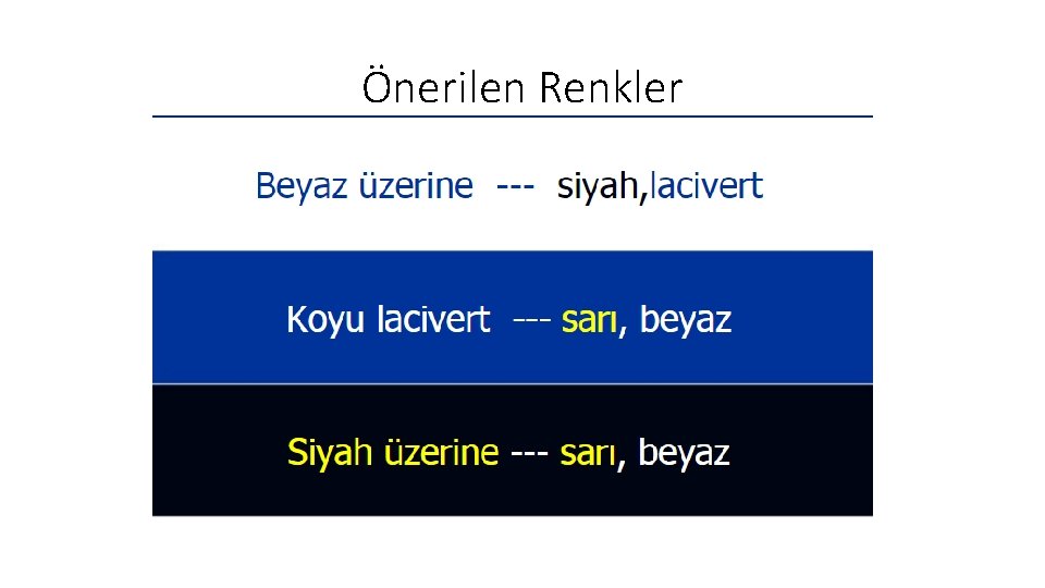 Önerilen Renkler 