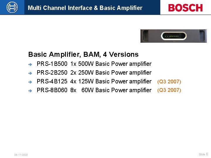 Multi Channel Interface & Basic Amplifier, BAM, 4 Versions è è 28 -11 -2020