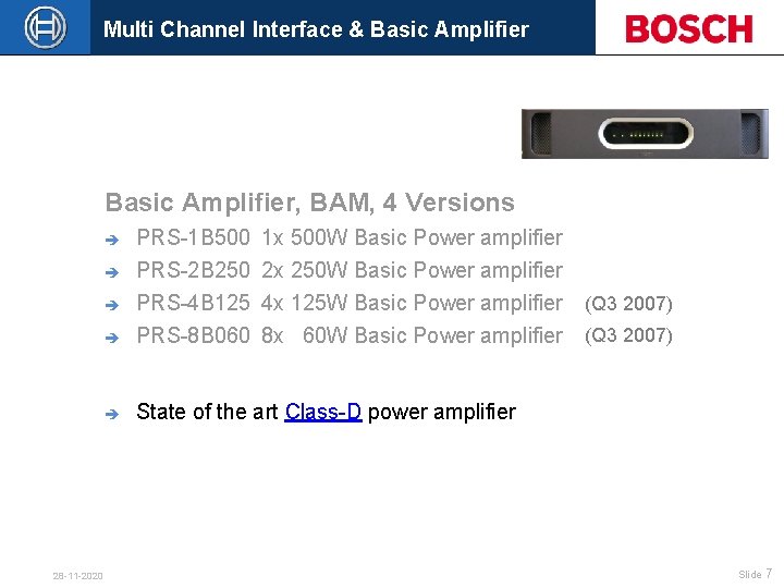 Multi Channel Interface & Basic Amplifier, BAM, 4 Versions è PRS-1 B 500 PRS-2