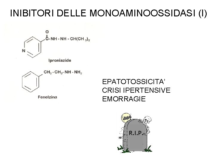 INIBITORI DELLE MONOAMINOOSSIDASI (I) EPATOTOSSICITA’ CRISI IPERTENSIVE EMORRAGIE R. I. P. 