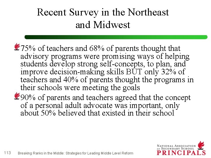 Recent Survey in the Northeast and Midwest 75% of teachers and 68% of parents