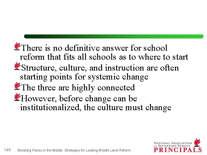 There is no definitive answer for school reform that fits all schools as to
