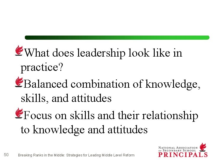 What does leadership look like in practice? Balanced combination of knowledge, skills, and attitudes