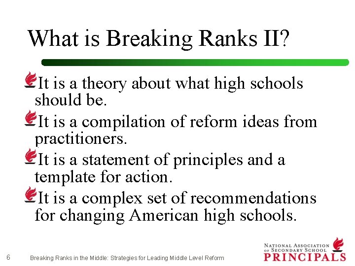 What is Breaking Ranks II? It is a theory about what high schools should