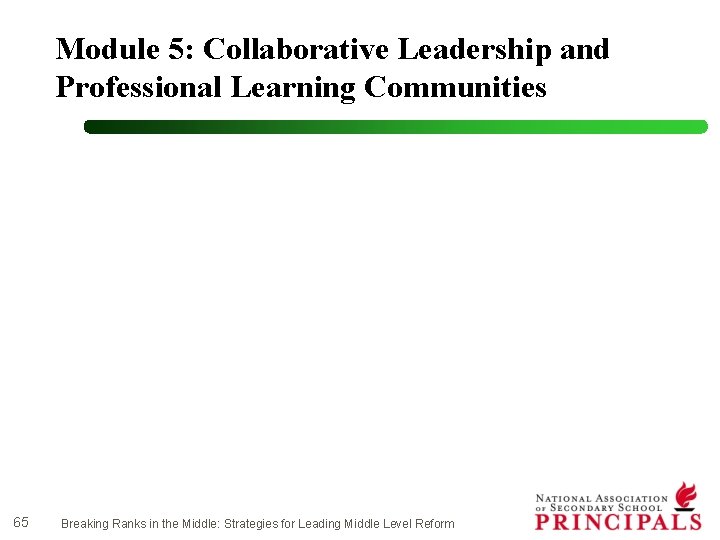 Module 5: Collaborative Leadership and Professional Learning Communities 65 Breaking Ranks in the Middle: