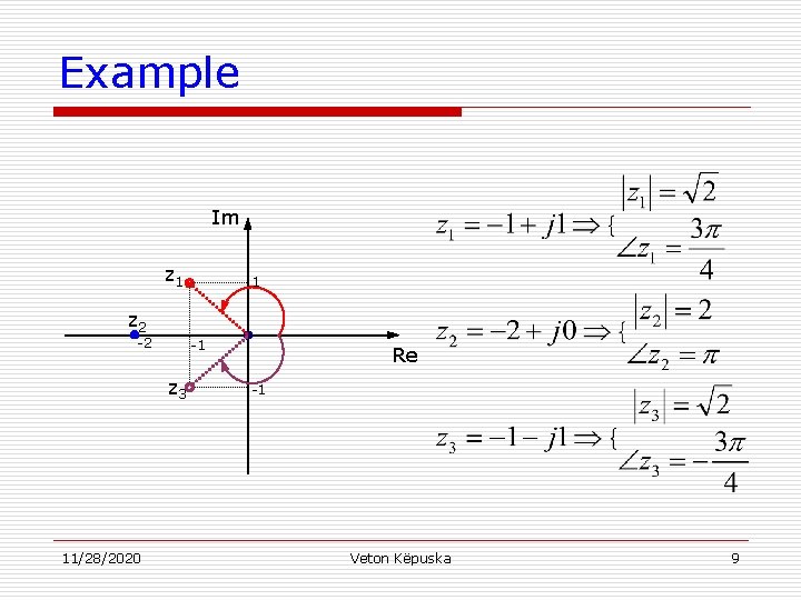 Example Im z 1 1 z 2 -2 -1 z 3 11/28/2020 Re -1