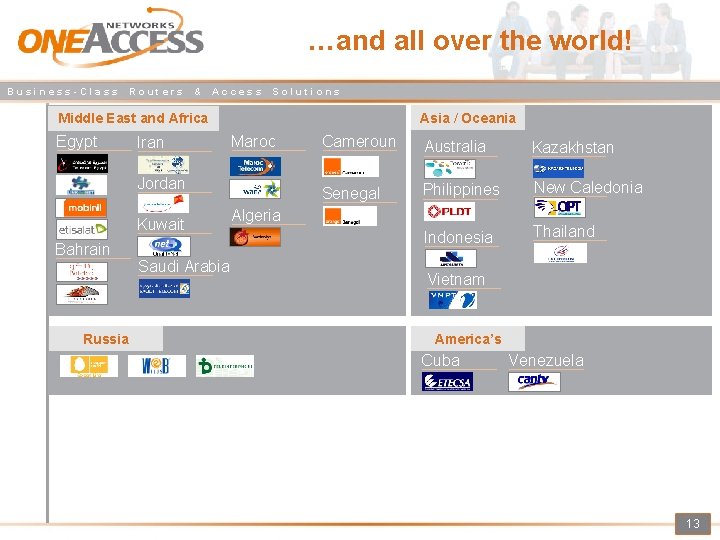 …and all over the world! Business-Class Routers & Access Solutions Asia / Oceania Middle